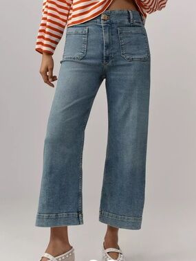 The Colette Crop High-Rise Wide-Leg Jeans by Maeve